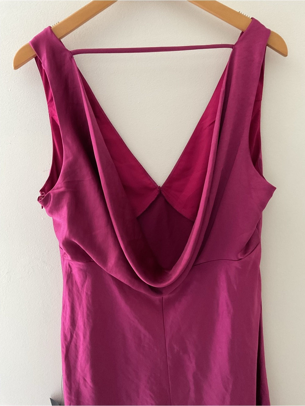 Lulus Incredible Love Magenta Satin Cowl Back V-Neck Midi Slip Dress XL - Picture 7 of 14